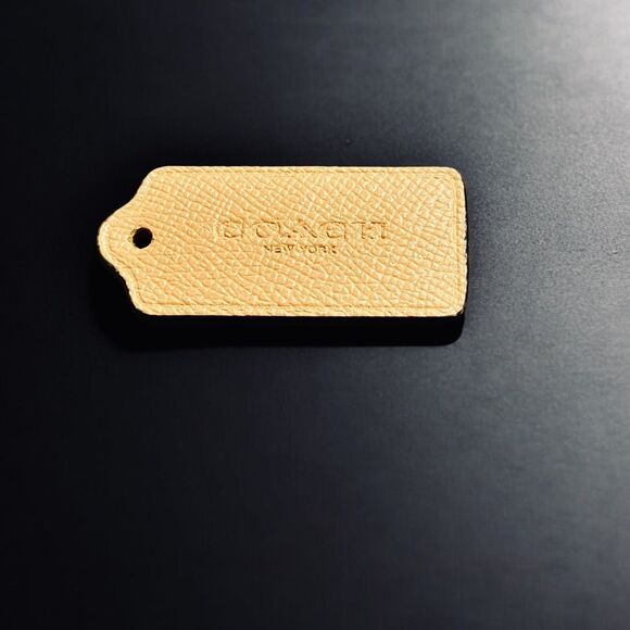 Coach 2.25”  Leather Mustard Yellow Fob Hangtag Rare Color MINT - Picture 1 of 6